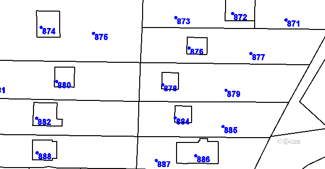 Parcela st. 878 v KÚ Mostkovice, Katastrální mapa