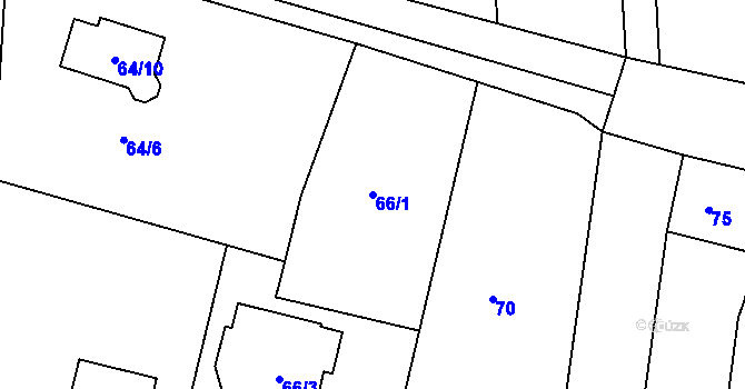 Parcela st. 66/1 v KÚ Mostkovice, Katastrální mapa