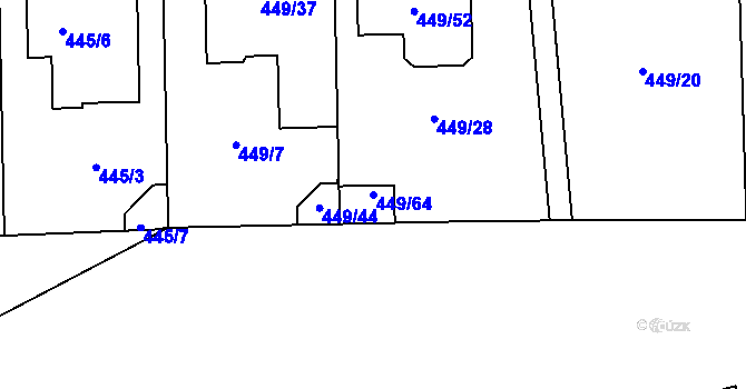 Parcela st. 449/64 v KÚ Stichovice, Katastrální mapa