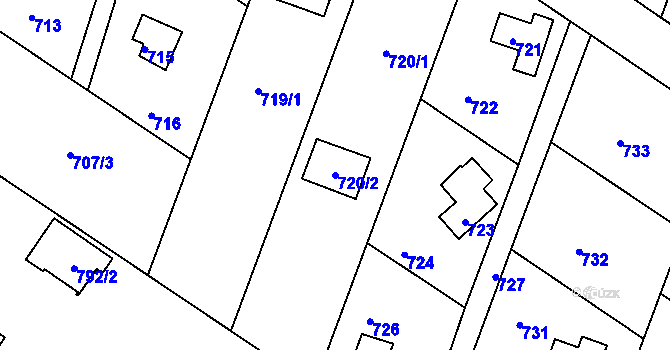 Parcela st. 720/2 v KÚ Stichovice, Katastrální mapa