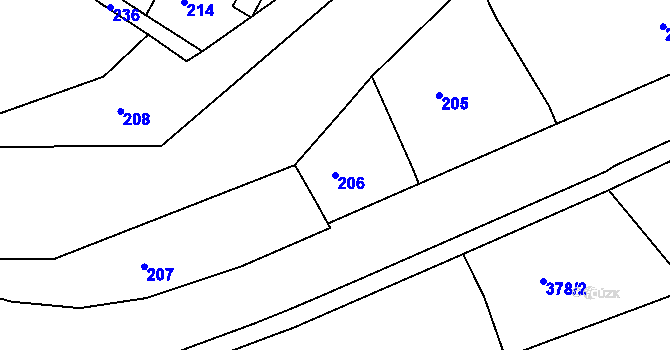 Parcela st. 206 v KÚ Stichovice, Katastrální mapa