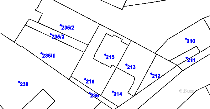 Parcela st. 215 v KÚ Stichovice, Katastrální mapa