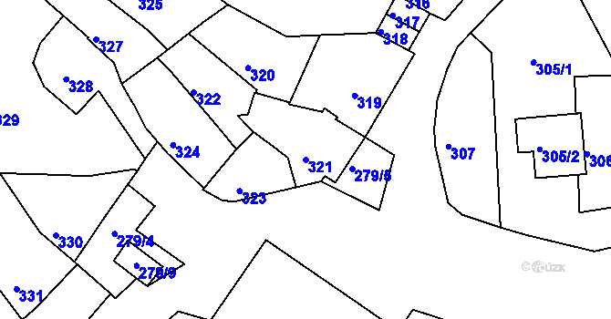 Parcela st. 321 v KÚ Stichovice, Katastrální mapa