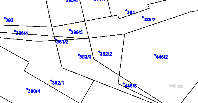 Parcela st. 382/2 v KÚ Stichovice, Katastrální mapa