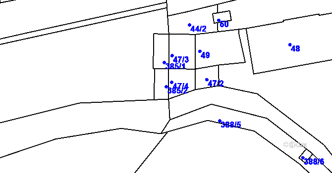 Parcela st. 385/2 v KÚ Stichovice, Katastrální mapa