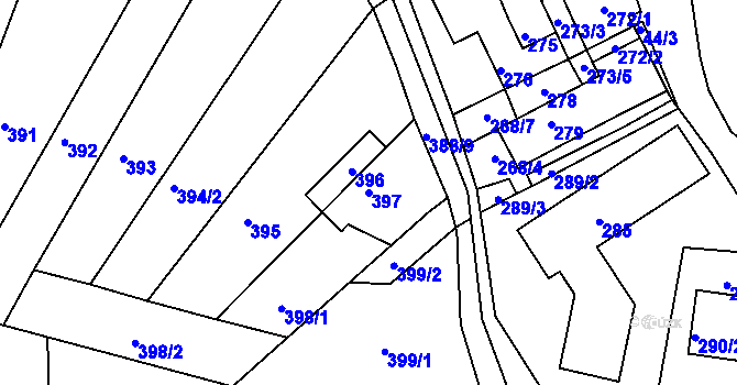 Parcela st. 397 v KÚ Stichovice, Katastrální mapa