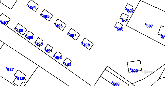 Parcela st. 498 v KÚ Stichovice, Katastrální mapa