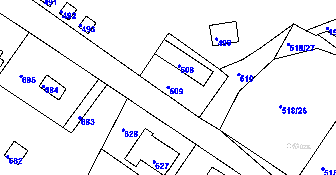 Parcela st. 509 v KÚ Stichovice, Katastrální mapa