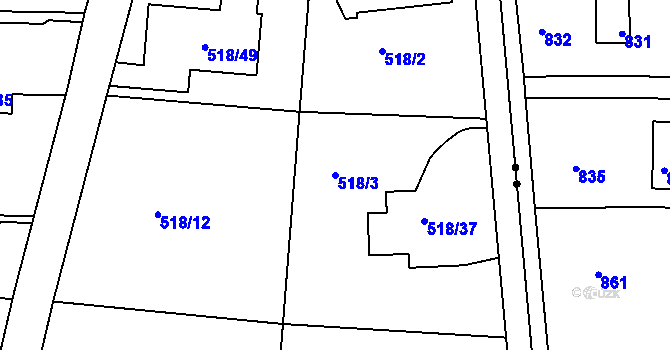 Parcela st. 518/3 v KÚ Stichovice, Katastrální mapa