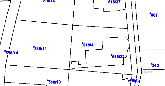 Parcela st. 518/4 v KÚ Stichovice, Katastrální mapa