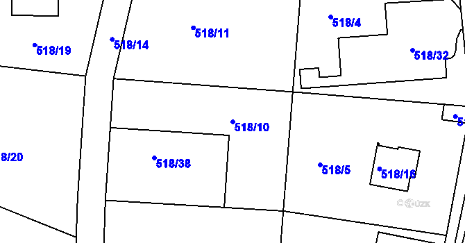 Parcela st. 518/10 v KÚ Stichovice, Katastrální mapa