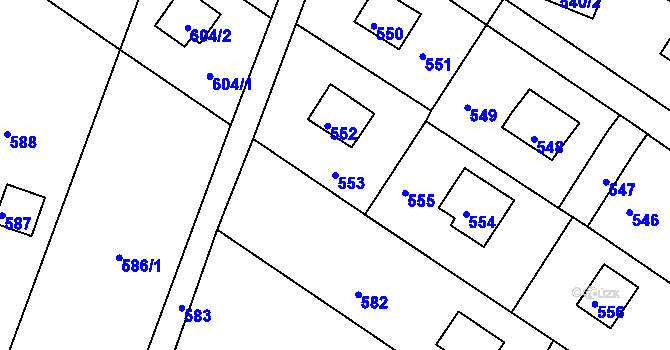 Parcela st. 553 v KÚ Stichovice, Katastrální mapa