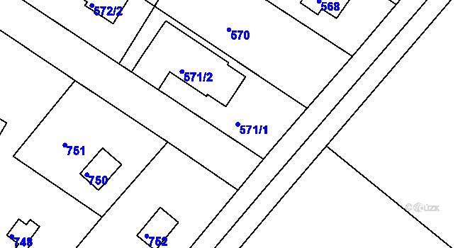 Parcela st. 571/1 v KÚ Stichovice, Katastrální mapa
