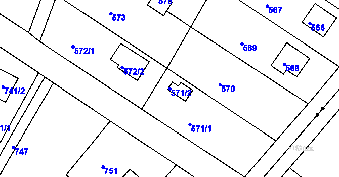 Parcela st. 571/2 v KÚ Stichovice, Katastrální mapa