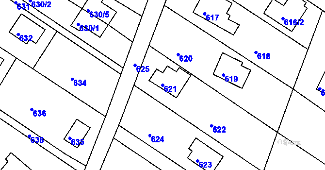Parcela st. 621 v KÚ Stichovice, Katastrální mapa