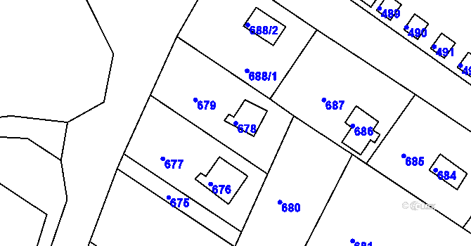 Parcela st. 678 v KÚ Stichovice, Katastrální mapa