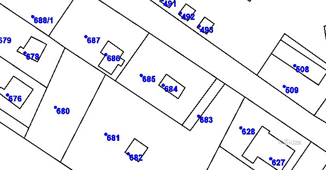 Parcela st. 684 v KÚ Stichovice, Katastrální mapa