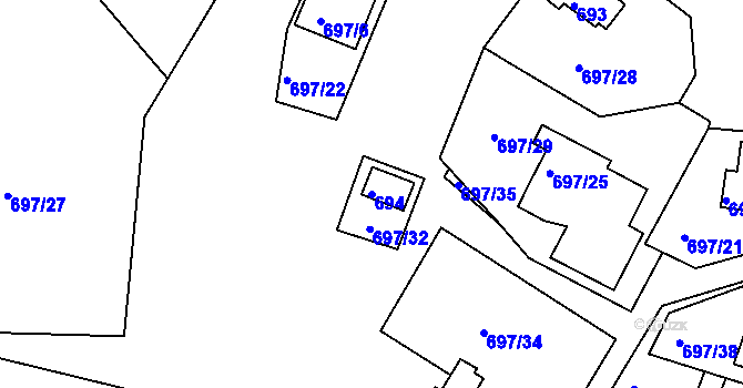Parcela st. 694 v KÚ Stichovice, Katastrální mapa