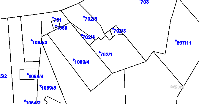Parcela st. 702/1 v KÚ Stichovice, Katastrální mapa