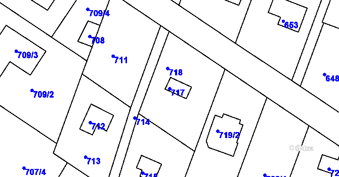Parcela st. 717 v KÚ Stichovice, Katastrální mapa