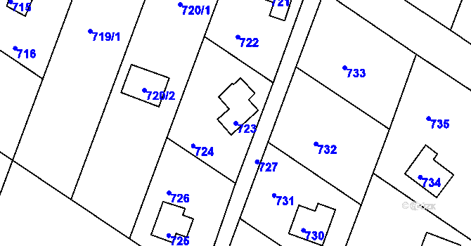 Parcela st. 723 v KÚ Stichovice, Katastrální mapa