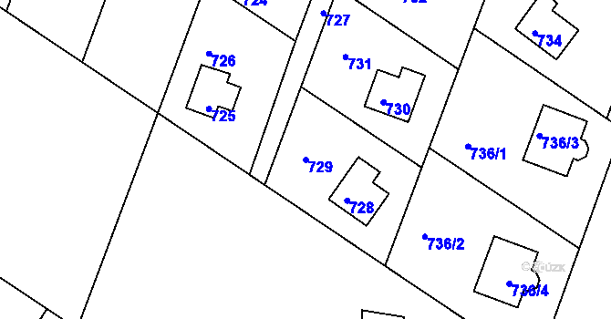 Parcela st. 729 v KÚ Stichovice, Katastrální mapa