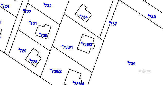 Parcela st. 736/3 v KÚ Stichovice, Katastrální mapa