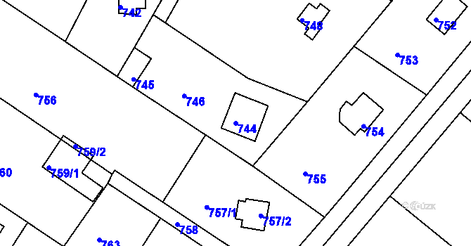 Parcela st. 744 v KÚ Stichovice, Katastrální mapa