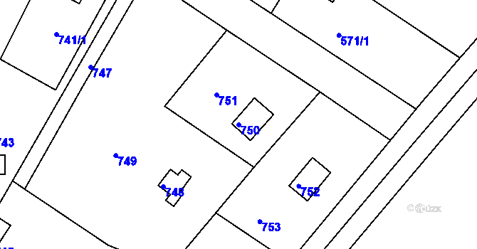 Parcela st. 750 v KÚ Stichovice, Katastrální mapa
