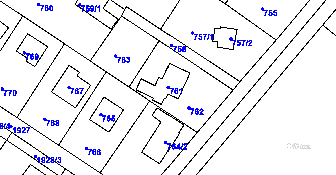 Parcela st. 761 v KÚ Stichovice, Katastrální mapa