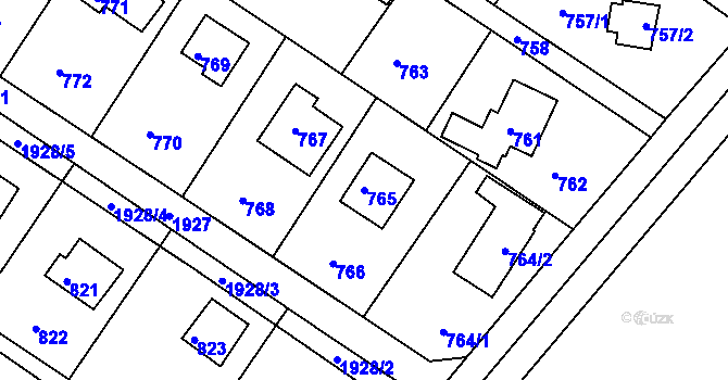 Parcela st. 765 v KÚ Stichovice, Katastrální mapa