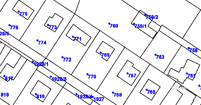 Parcela st. 769 v KÚ Stichovice, Katastrální mapa