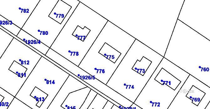 Parcela st. 775 v KÚ Stichovice, Katastrální mapa