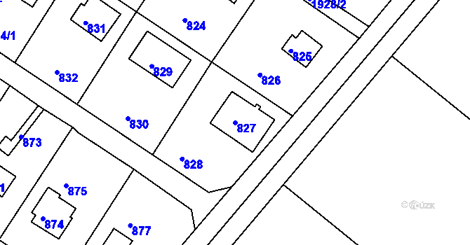 Parcela st. 827 v KÚ Stichovice, Katastrální mapa