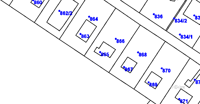 Parcela st. 865 v KÚ Stichovice, Katastrální mapa