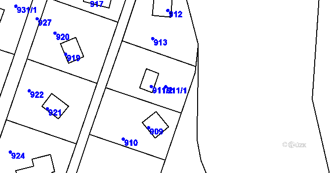 Parcela st. 911/1 v KÚ Stichovice, Katastrální mapa