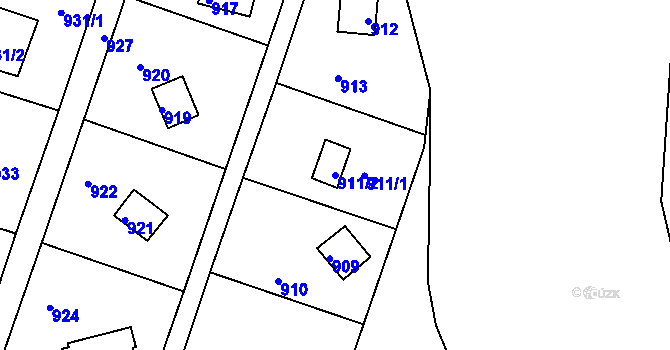 Parcela st. 911/2 v KÚ Stichovice, Katastrální mapa