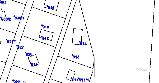 Parcela st. 912 v KÚ Stichovice, Katastrální mapa