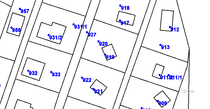 Parcela st. 919 v KÚ Stichovice, Katastrální mapa