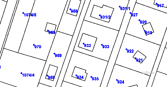 Parcela st. 932 v KÚ Stichovice, Katastrální mapa
