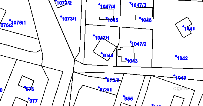 Parcela st. 1044 v KÚ Stichovice, Katastrální mapa