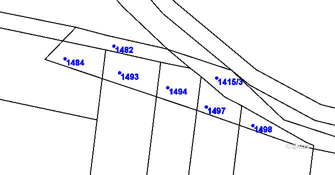 Parcela st. 1494 v KÚ Stichovice, Katastrální mapa