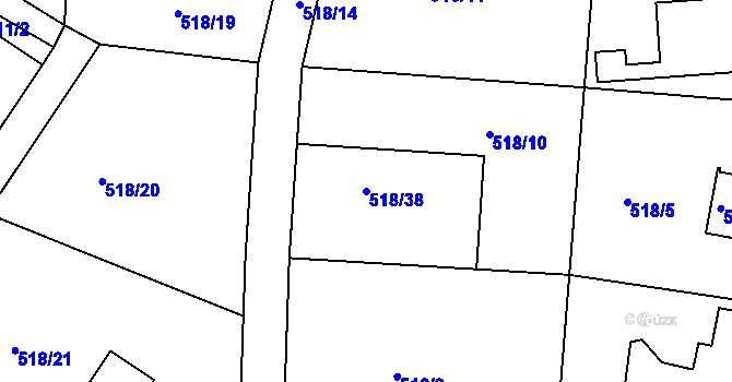 Parcela st. 518/38 v KÚ Stichovice, Katastrální mapa