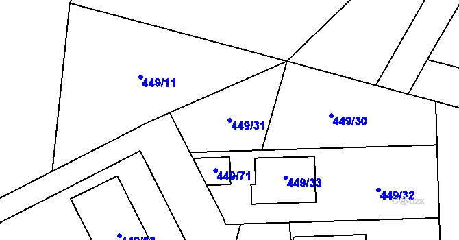 Parcela st. 449/31 v KÚ Stichovice, Katastrální mapa