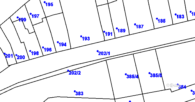 Parcela st. 202/1 v KÚ Stichovice, Katastrální mapa