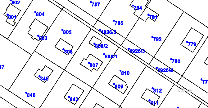 Parcela st. 808/1 v KÚ Stichovice, Katastrální mapa