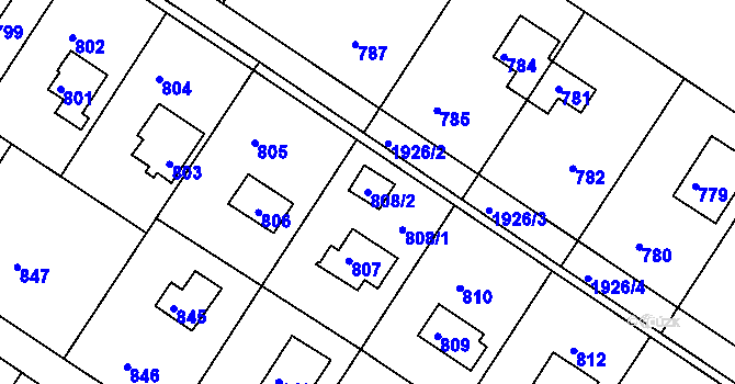 Parcela st. 808/2 v KÚ Stichovice, Katastrální mapa