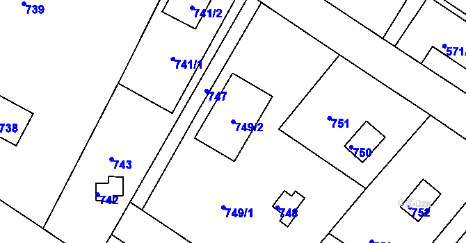 Parcela st. 749/2 v KÚ Stichovice, Katastrální mapa
