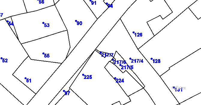 Parcela st. 217/7 v KÚ Stichovice, Katastrální mapa