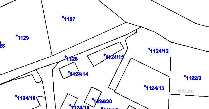 Parcela st. 1124/15 v KÚ Stichovice, Katastrální mapa